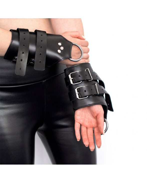 Манжети для підвісу за руки Kinky Hand Cuffs For Suspension з натуральної шкіри, колір чорний - 2