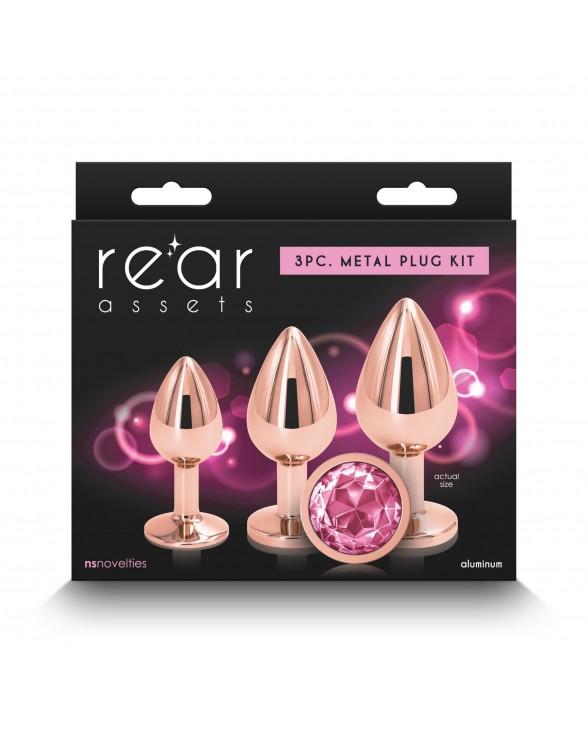 Набор анальных пробок NS Novelties Rear Assets - Trainer Kit - Rose Gold - Pink Gem - 2