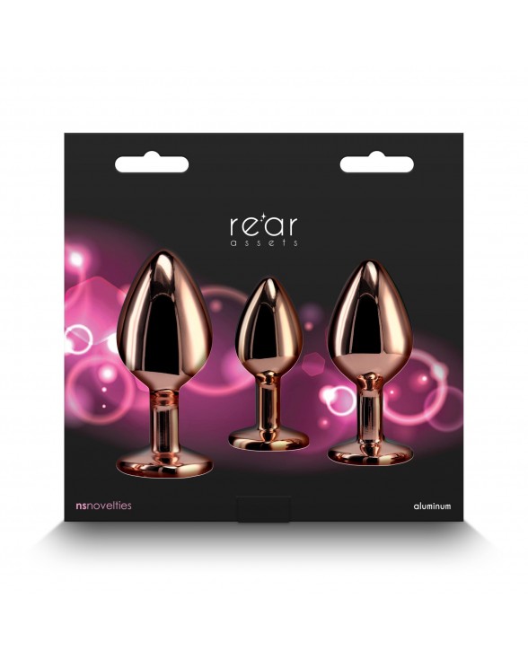 Набор анальных пробок NS Novelties Rear Assets - Trainer Kit - Rose Gold - Pink Gem - 3
