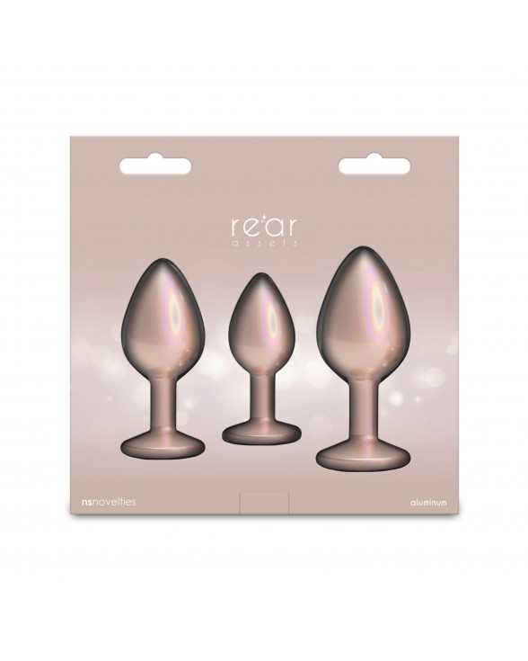 Набір анальних пробок NS Novelties Rear Assets - Trainer Kit - Iridescent Champagne - Clear Gem - 3