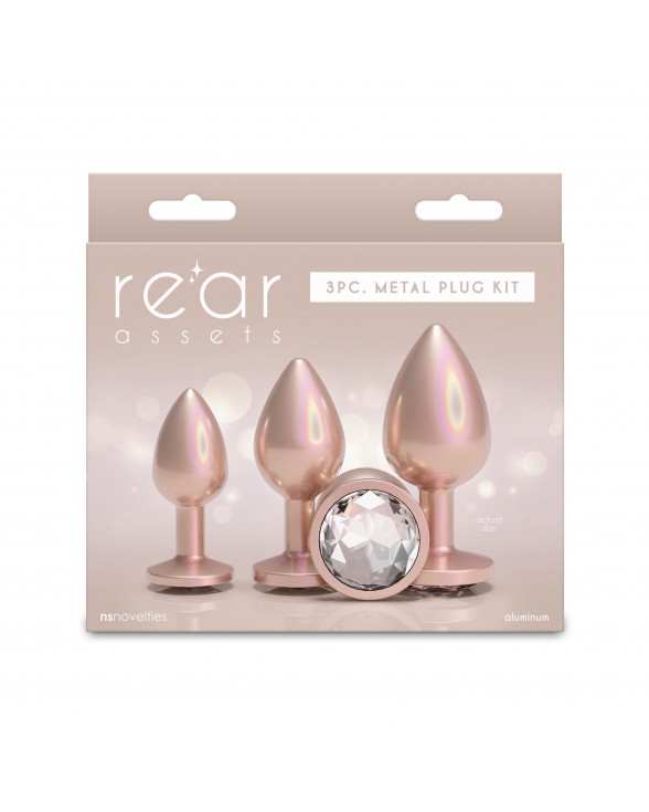 Набір анальних пробок NS Novelties Rear Assets - Trainer Kit - Iridescent Champagne - Clear Gem - 2