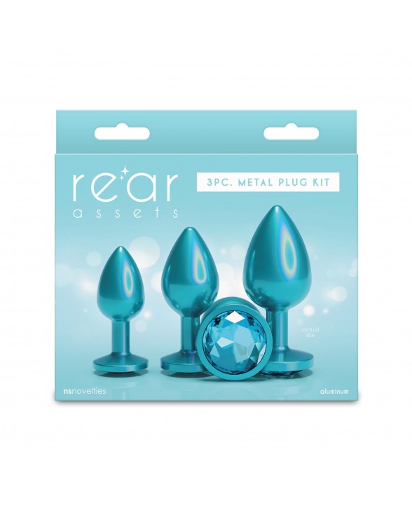 Набір анальних пробок NS Novelties Rear Assets - Trainer Kit - Iridescent Teal - Teal Gem - 2