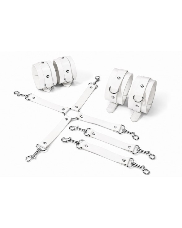 Набір для БДСМ Feral Feelings BDSM Kit 3 White, наручники, поножі, хрестовина