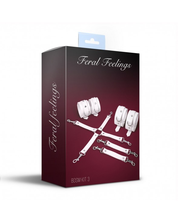 Набір для БДСМ Feral Feelings BDSM Kit 3 White, наручники, поножі, хрестовина - 1