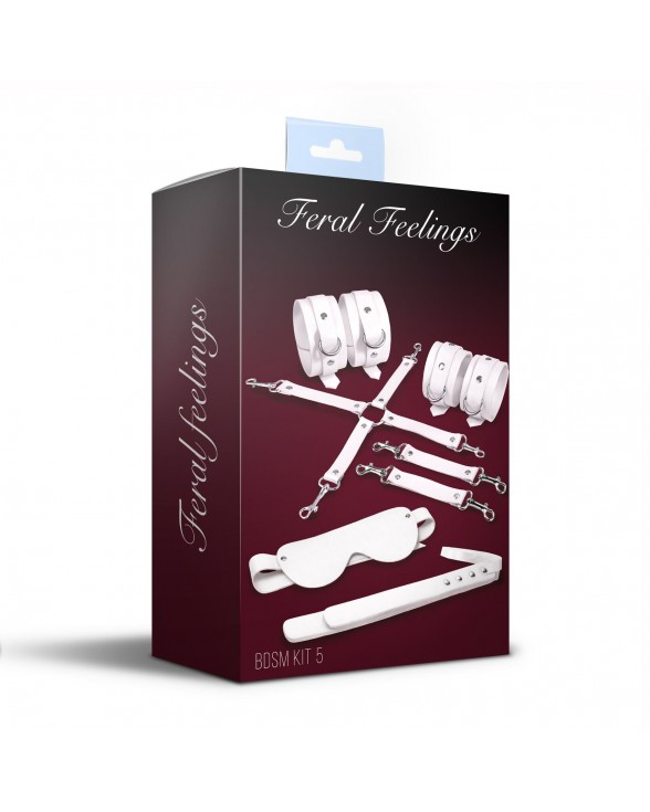 Набор Feral Feelings BDSM Kit 5 White, наручники, поножи, крестовина, маска, паддл - 1