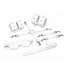 Набор Feral Feelings BDSM Kit 5 White, наручники, поножи, крестовина, маска, паддл