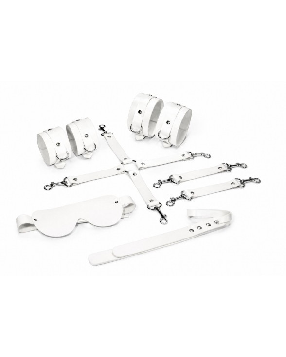 Набор Feral Feelings BDSM Kit 5 White, наручники, поножи, крестовина, маска, паддл