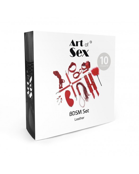 Набор Art of Sex - BDSM Set Leather, 10 предметов, натуральная кожа, Черный - 3
