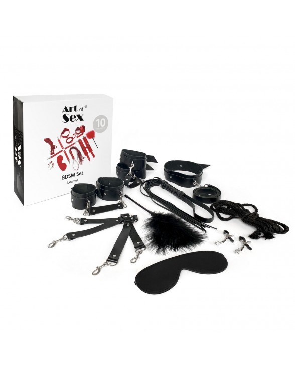 Набор Art of Sex - BDSM Set Leather, 10 предметов, натуральная кожа, Черный - 2