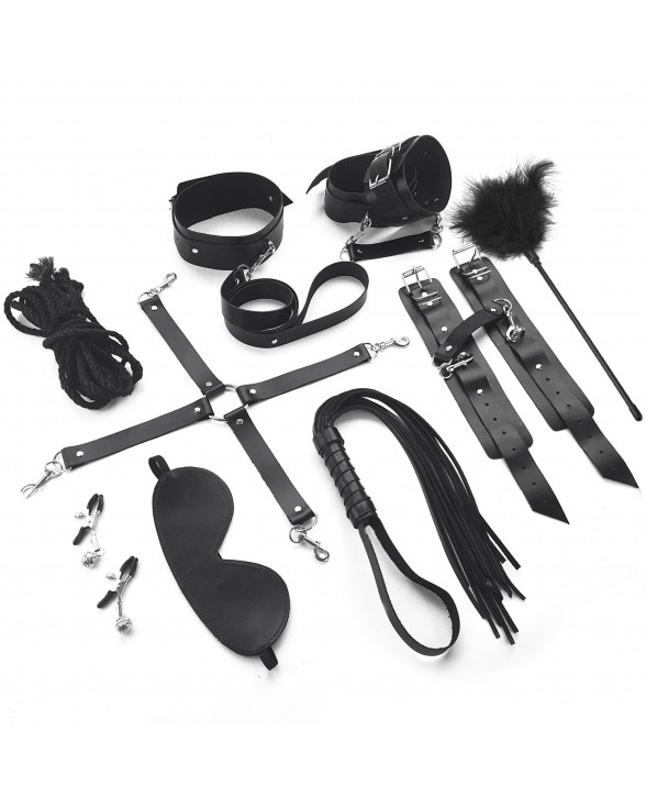 Набор Art of Sex - BDSM Set Leather, 10 предметов, натуральная кожа, Черный