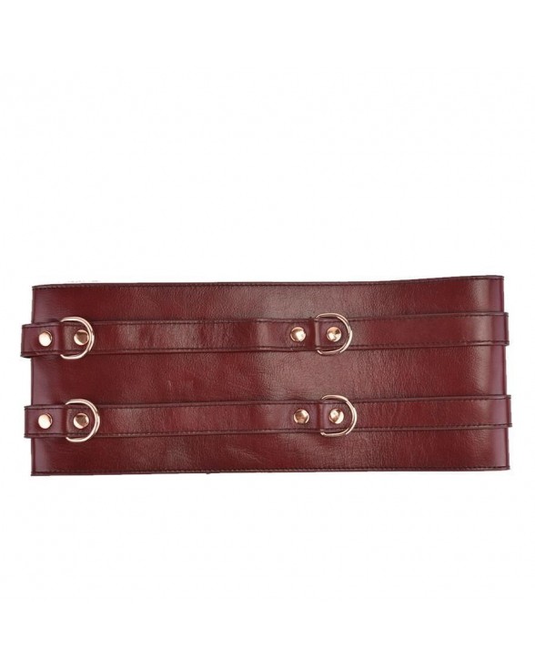 Шкіряний пояс для бондажу Liebe Seele Wine Red Waist Cuff S Size - 5