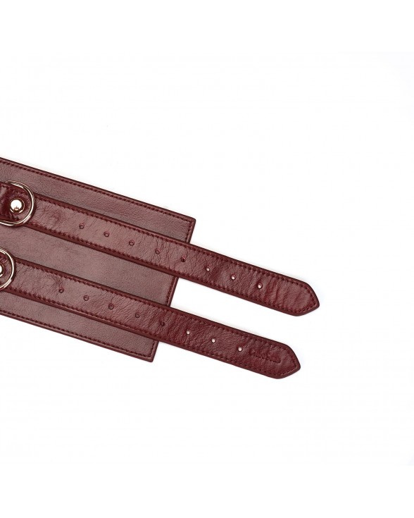 Шкіряний пояс для бондажу Liebe Seele Wine Red Waist Cuff S Size - 2