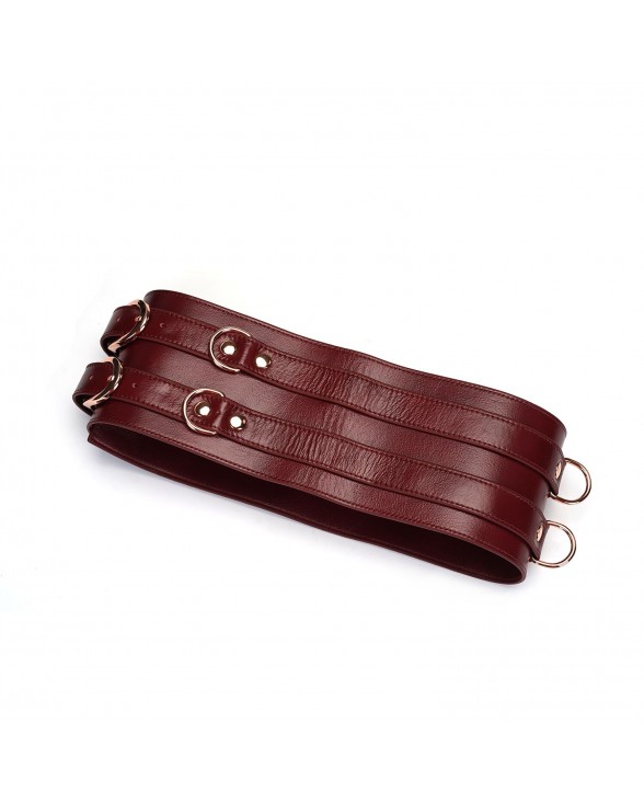 Шкіряний пояс для бондажу Liebe Seele Wine Red Waist Cuff S Size - 1