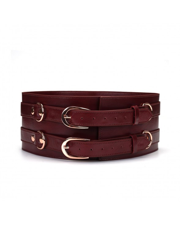 Шкіряний пояс для бондажу Liebe Seele Wine Red Waist Cuff S Size