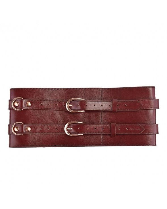 Шкіряний пояс для бондажу Liebe Seele Wine Red Waist Cuff S Size - 4