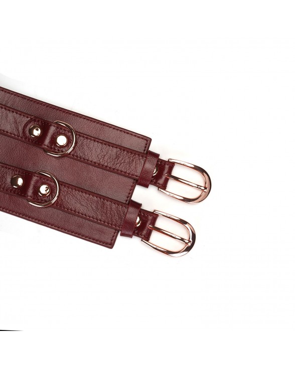 Шкіряний пояс для бондажу Liebe Seele Wine Red Waist Cuff L Size - 3