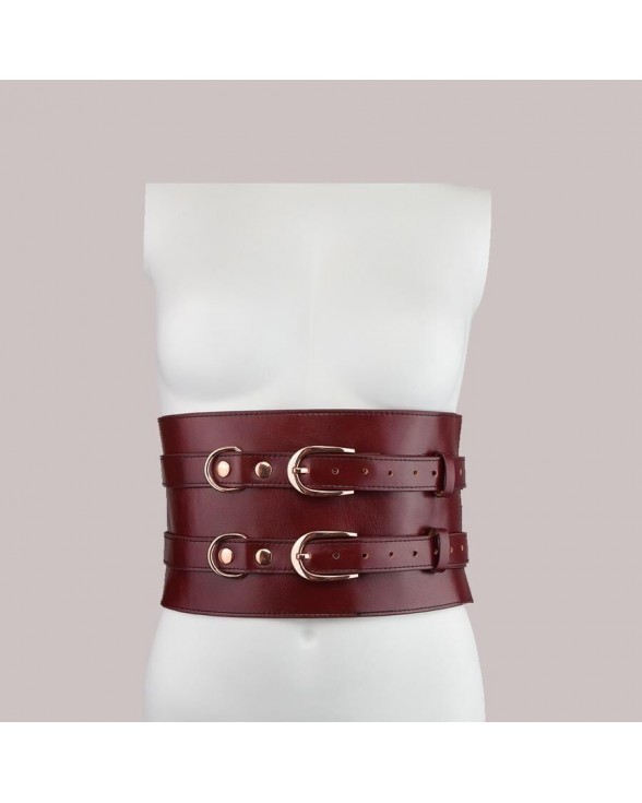Шкіряний пояс для бондажу Liebe Seele Wine Red Waist Cuff L Size - 6