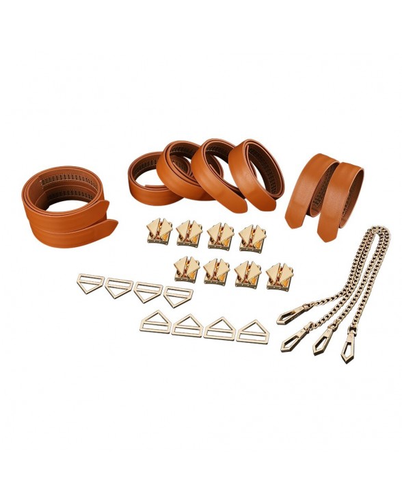 Набір із 8 ременів для зв'язування LOCKINK 8-Bondage-Straps Restraint Set - Brown - 2