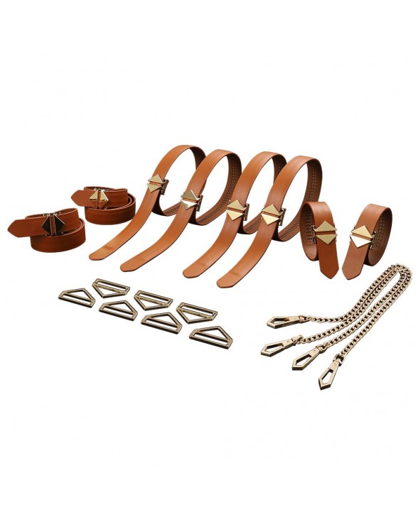 Набір із 8 ременів для зв'язування LOCKINK 8-Bondage-Straps Restraint Set - Brown