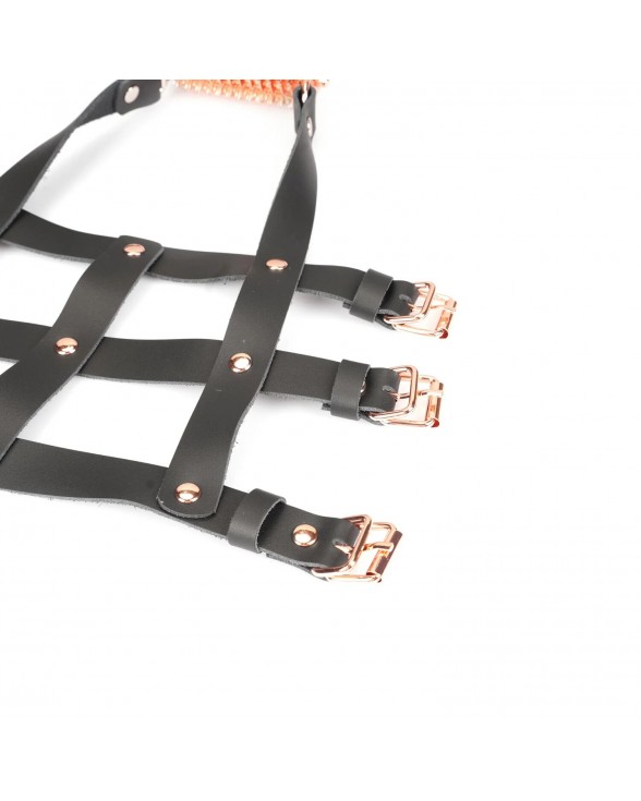 Шкіряна портупея для гомілкостопу зі шпорами Liebe Seele Leather High Heel Ankle Harness Rose Gold - 2