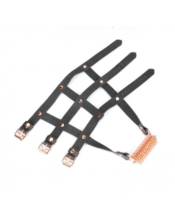 Шкіряна портупея для гомілкостопу зі шпорами Liebe Seele Leather High Heel Ankle Harness Rose Gold - 1