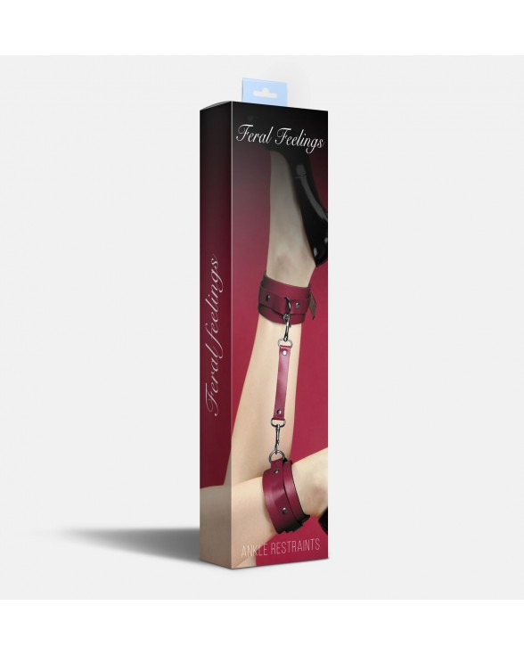 Поножі Feral Feelings – Ankle Restraints, натуральна шкіра, burgundy - 1