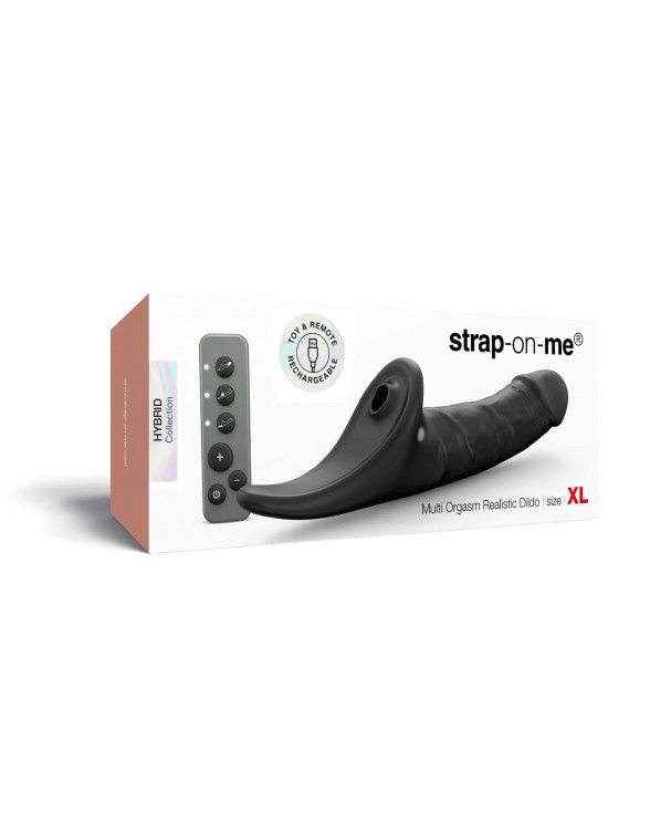 Вибронасадка для страпона с вакуумной стимуляцией Strap-On-Me Multi Orgasm Realistic Dildo XL Black - 6