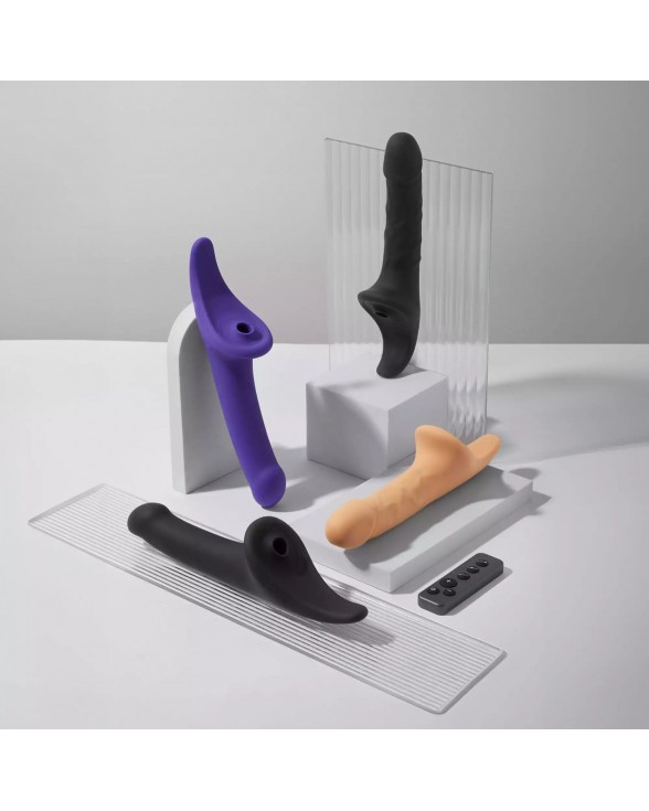 Вибронасадка для страпона с вакуумной стимуляцией Strap-On-Me Multi Orgasm Realistic Dildo XL Black - 8