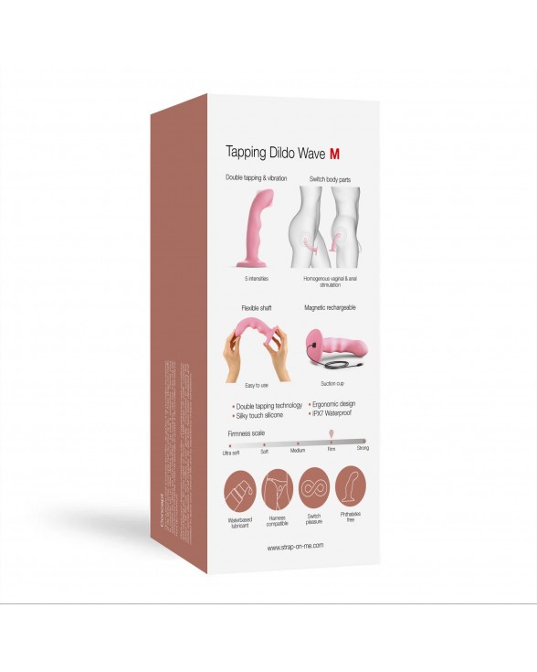 Насадка для страпону з подвійною точковою пульсацією Strap-On-Me TAPPING DILDO WAVE - CORAL PINK - 5