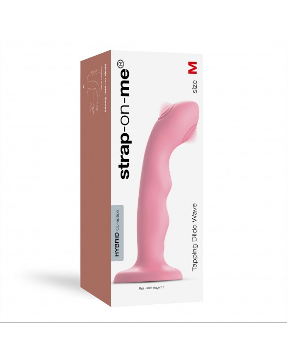 Насадка для страпону з подвійною точковою пульсацією Strap-On-Me TAPPING DILDO WAVE - CORAL PINK - 4