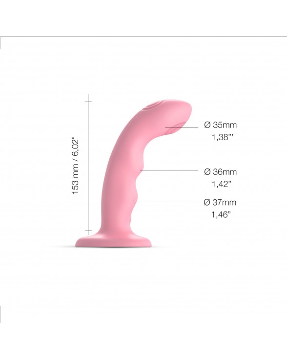 Насадка для страпону з подвійною точковою пульсацією Strap-On-Me TAPPING DILDO WAVE - CORAL PINK - 1