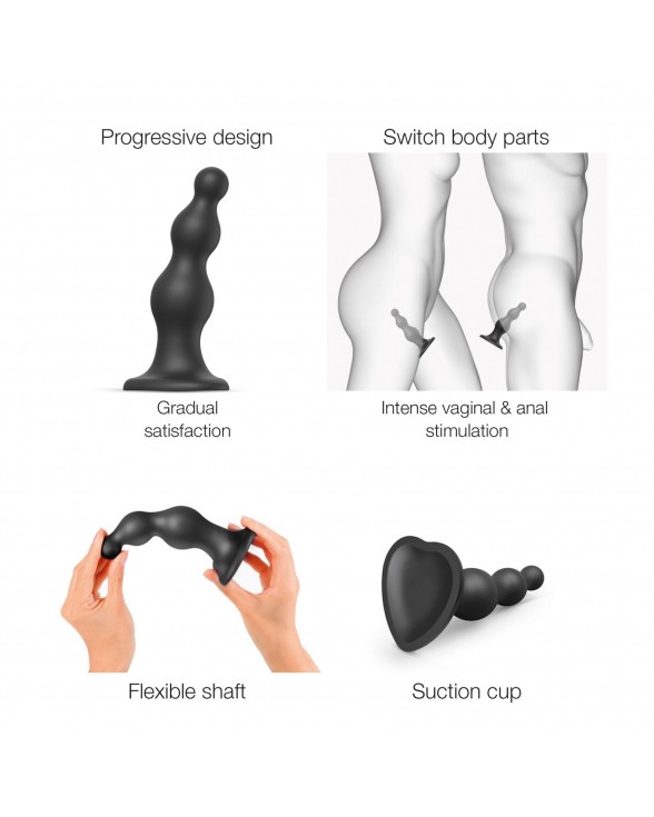 Насадка для страпону Strap-On-Me Dildo Plug Beads Black XL - 2