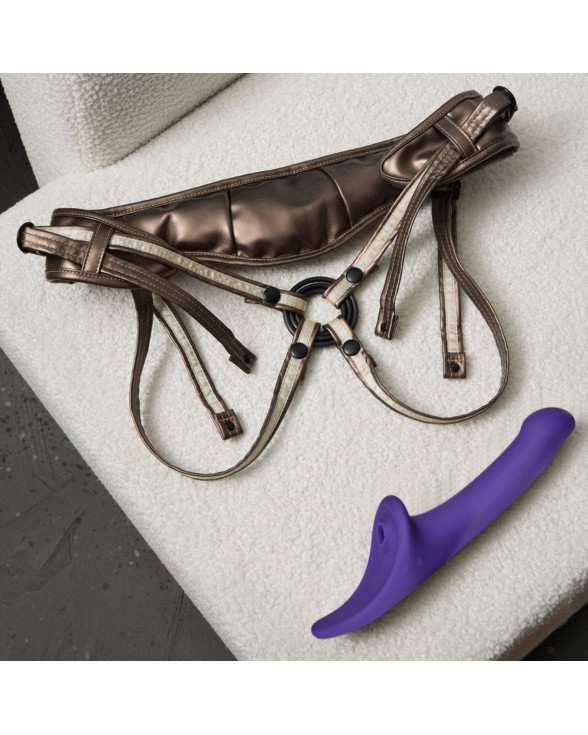 Вібронасадка для страпону з вакуумною стимуляцією Strap-On-Me Multi Orgasm Dildo S Purple - 5