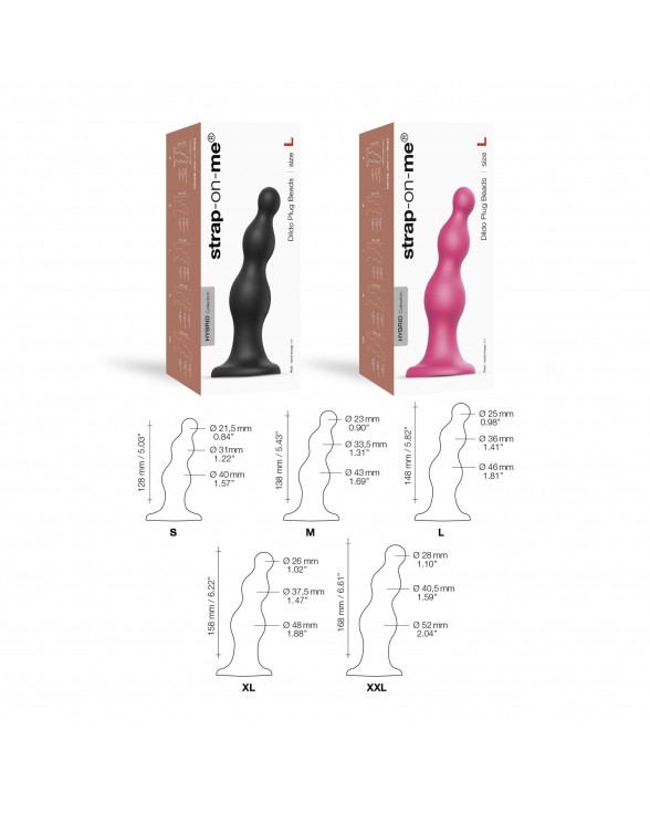 Насадка для страпона Strap-On-Me Dildo Plug Beads Framboise Metallic XL - 3