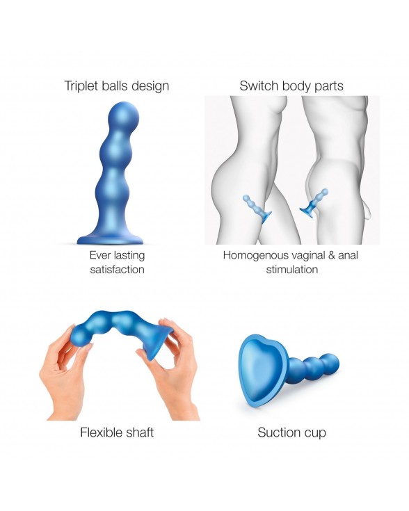 Насадка для страпону Strap-On-Me Dildo Plug Balls Blue Metallic XXL - 2