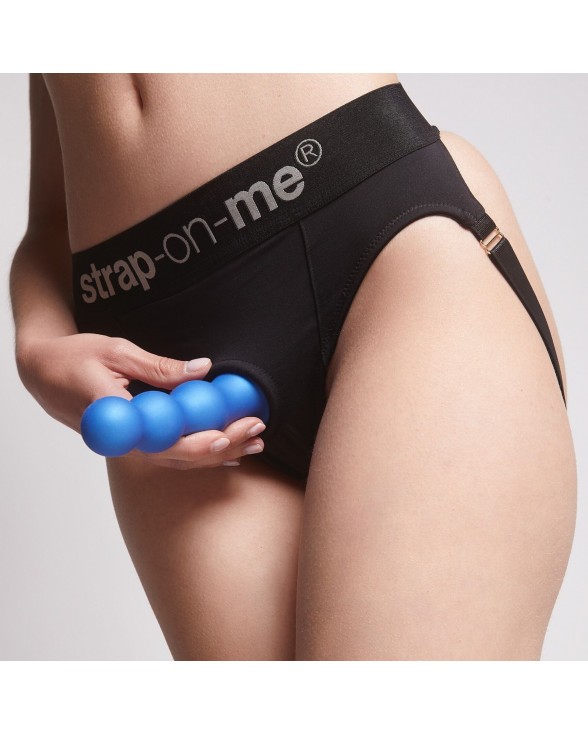 Насадка для страпону Strap-On-Me Dildo Plug Balls Blue Metallic XXL - 4