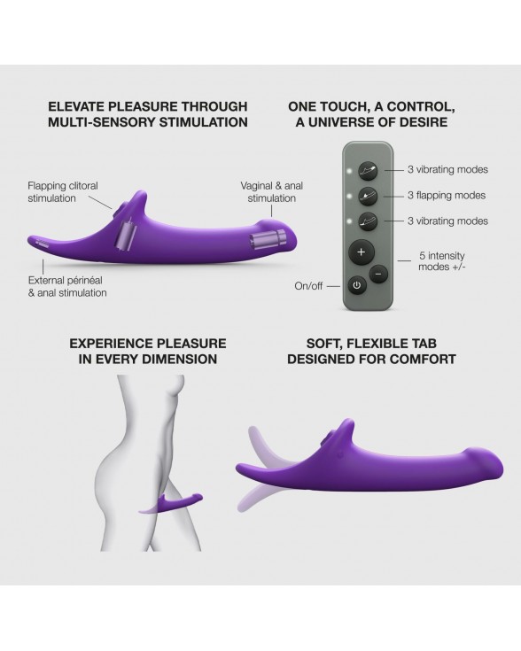 Вібронасадка для страпону з вакуумною стимуляцією Strap-On-Me Multi Orgasm Dildo L Purple - 2