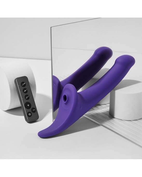 Вібронасадка для страпону з вакуумною стимуляцією Strap-On-Me Multi Orgasm Dildo L Purple - 1