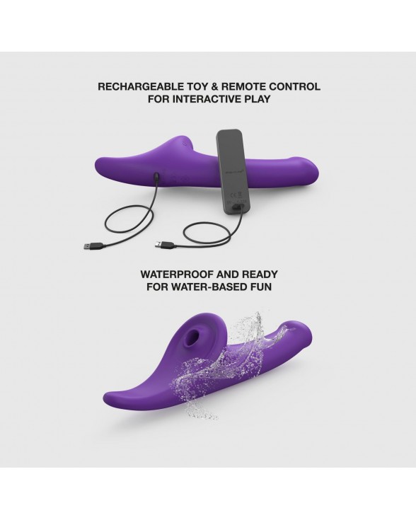 Вібронасадка для страпону з вакуумною стимуляцією Strap-On-Me Multi Orgasm Dildo L Purple - 3