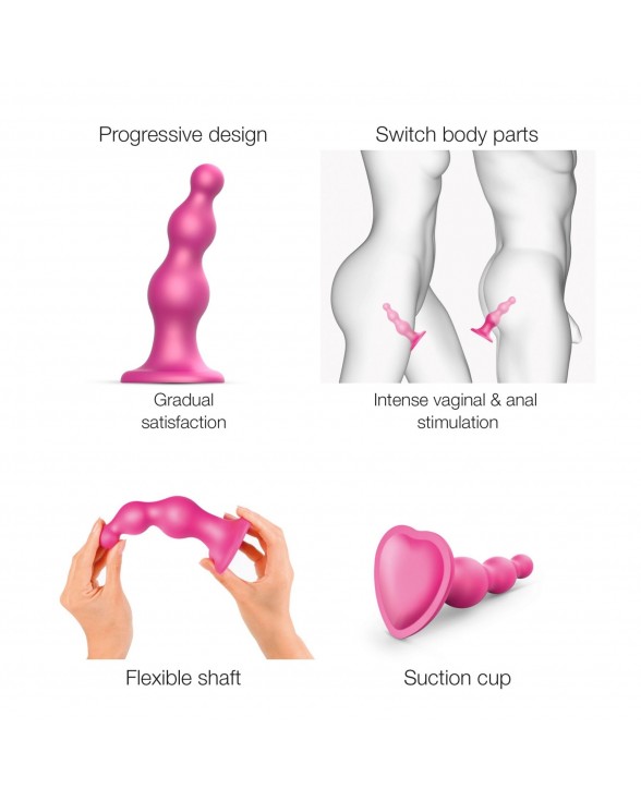 Насадка для страпона Strap-On-Me Dildo Plug Beads Framboise Metallic XXL - 2