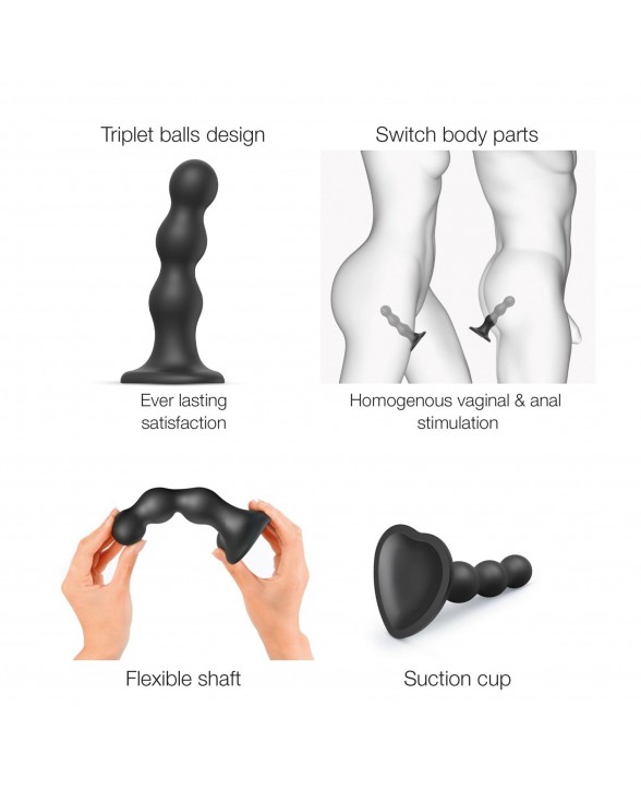 Насадка для страпону Strap-On-Me Dildo Plug Balls Black S - 2
