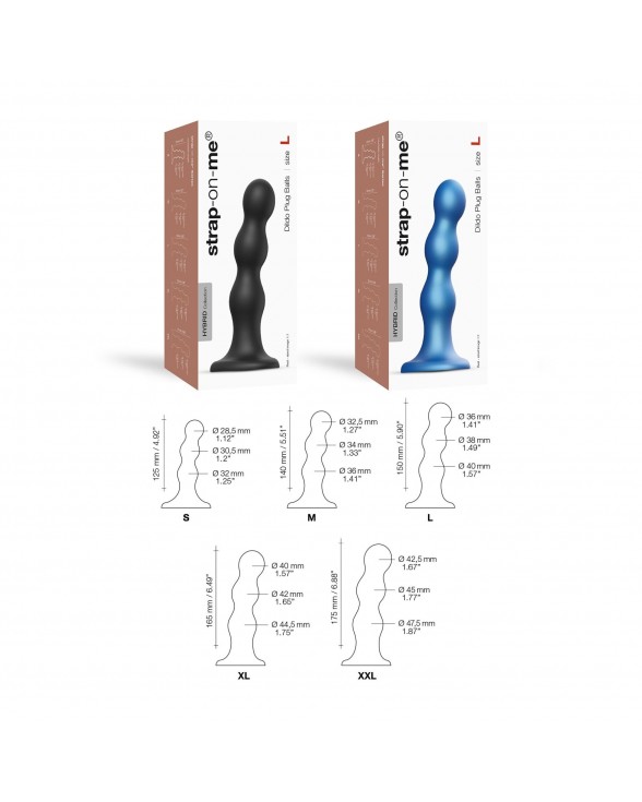 Насадка для страпону Strap-On-Me Dildo Plug Balls Black S - 3