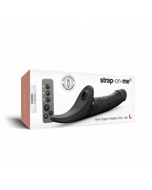 Вібронасадка для страпону з вакуумною стимуляцією Strap-On-Me Multi Orgasm Realistic Dildo L Black - 6