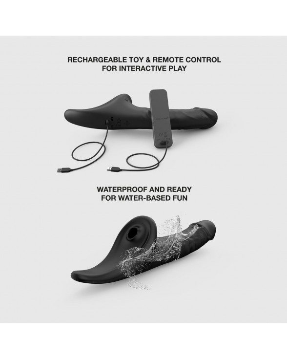 Вібронасадка для страпону з вакуумною стимуляцією Strap-On-Me Multi Orgasm Realistic Dildo L Black - 3