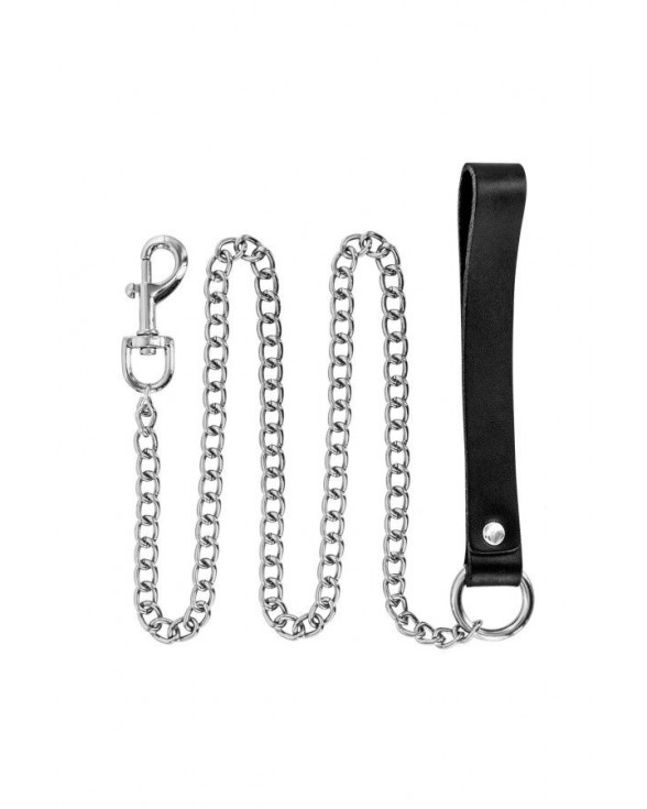Поводок Fetish Tentation Premium Metal leash with cowhide leather wrist 115 см