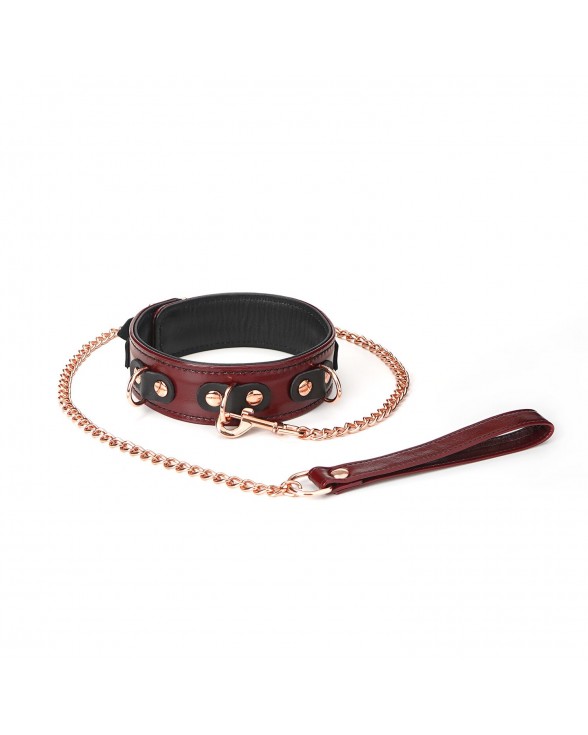 Ошейник с поводком Liebe Seele Wine Red Collar and Leash
