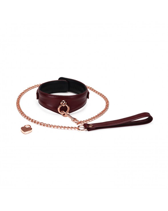 Ошейник с поводком Liebe Seele Wine Red Curved Collar