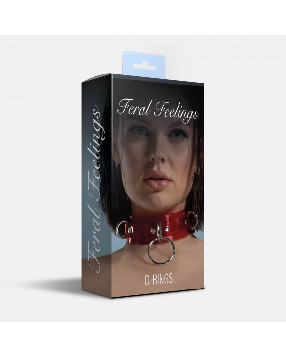 Нашийник для фіксації Feral Feelings - D-Rings Red Trasparent - 1