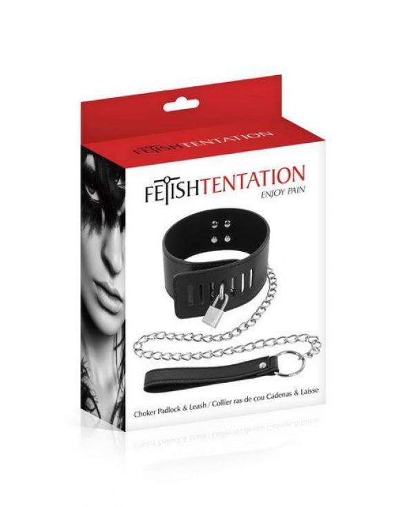 Нашийник з повідцем Fetish Tentation Padlock and Leash - 1