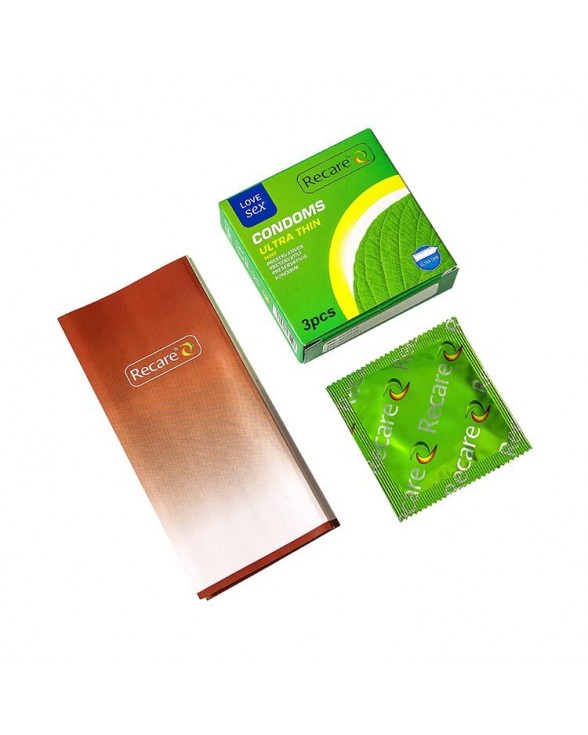 Ультратонкі презервативи Recare Ultra Thin Mint, 3 шт, м'ята - 2